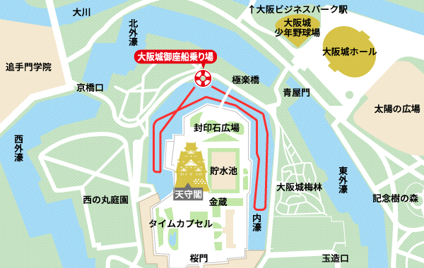 黄金の和船 大阪城御座船 クルーズマップ